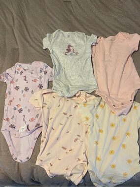 Pastel Mix Baby One-Piece Bodysuit Set - Pink, Gray, Cream, Yellow